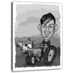 Karikatur vom Foto - Traktor (andere Nutzfahrzeuge mgl.) SW (ca160sw) - Lustige individuelle Karikatur vom eigenen Foto