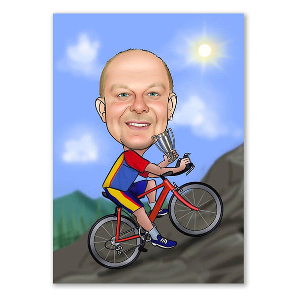 Karikatur vom Foto - Fahrrad, Rennrad (ca162) - Lustige individuelle Karikatur vom eigenen Foto