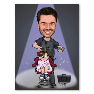 Karikatur vom Foto - Wilder Friseur (ca256) - Lustige individuelle Karikatur vom eigenen Foto