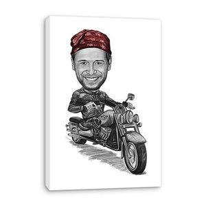 Karikatur vom Foto - Motoradfan (ca661penred) - Lustige individuelle Karikatur vom eigenen Foto