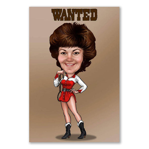 Karikatur vom Foto - Saloon Girl  (ca684) - Lustige individuelle Karikatur vom eigenen Foto