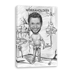 Karikatur vom Foto - Workaholic (ca758pen) - Lustige individuelle Karikatur vom eigenen Foto