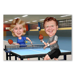 Karikatur vom Foto - Tischtennis-Hobby (ca818) - Lustige individuelle Karikatur vom eigenen Foto