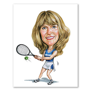 Karikatur vom Foto - Tennislady (cdi140) - Lustige individuelle Karikatur vom eigenen Foto