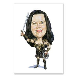 Karikatur vom Foto - Gladiatorin (cdi243) - Lustige individuelle Karikatur vom eigenen Foto