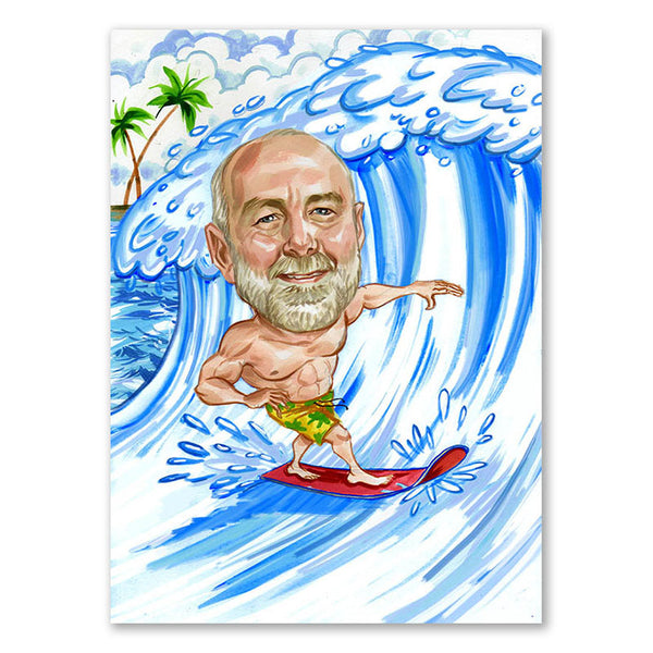 Karikatur vom Foto - Sportlich im Urlaub (cdi431) - Lustige individuelle Karikatur vom eigenen Foto