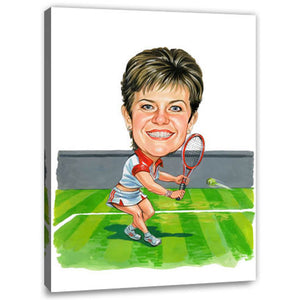 Karikatur vom Foto - Tennisqueen (cju139) - Lustige individuelle Karikatur vom eigenen Foto